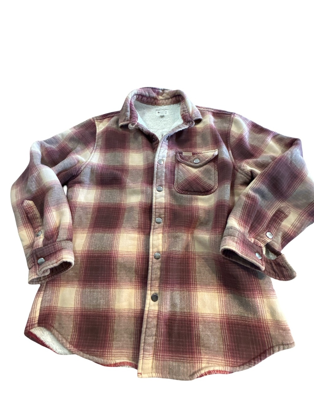 Matix CozySherpa Lined Flannel Shacket Plaid Snap Front M Grunge Gorpcore Skater